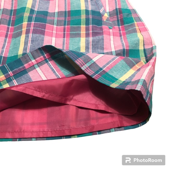 Talbots Madras Plaid Linen Blend Skirt 2P Petite Pinks Greens A-Line NWT - Picture 5 of 5